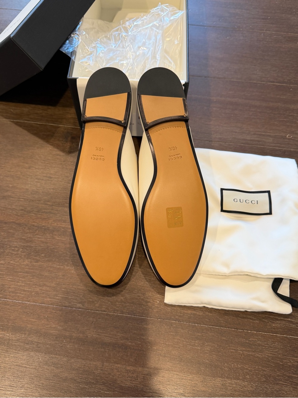 GUCCI White Leather Horsebit Backless Loafers - Picture 4 of 4